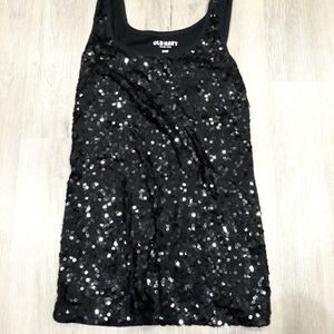 Old Navy Black Sequined Tank Top Size Small Petite